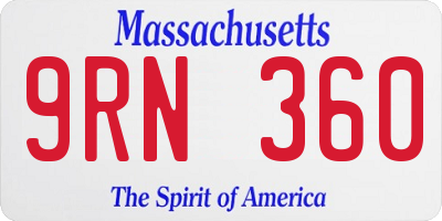 MA license plate 9RN360