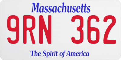 MA license plate 9RN362
