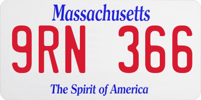 MA license plate 9RN366