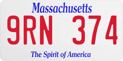 MA license plate 9RN374