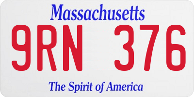 MA license plate 9RN376