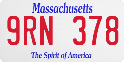 MA license plate 9RN378