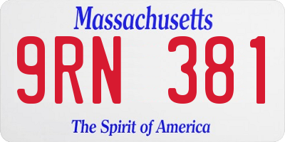 MA license plate 9RN381