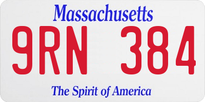 MA license plate 9RN384