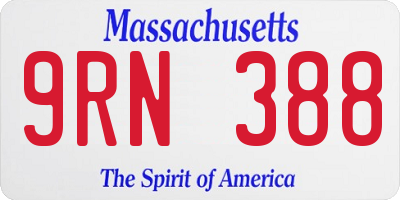 MA license plate 9RN388