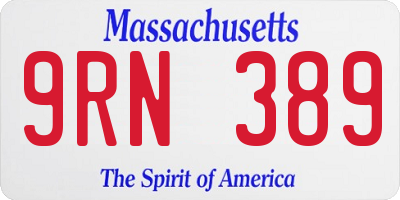 MA license plate 9RN389