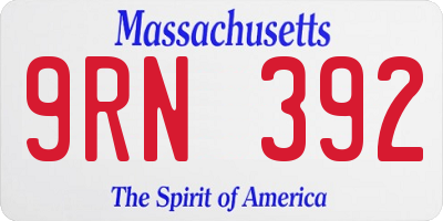 MA license plate 9RN392