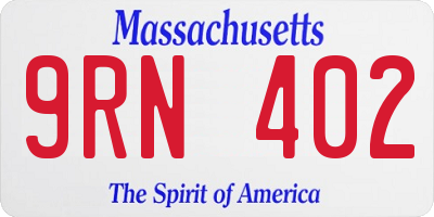 MA license plate 9RN402