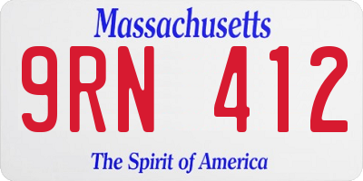 MA license plate 9RN412
