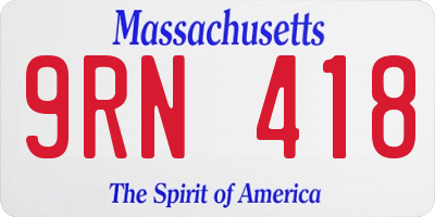 MA license plate 9RN418
