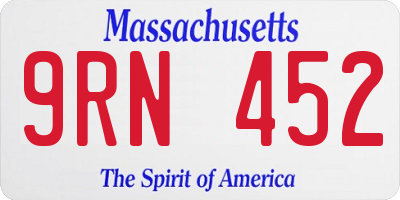 MA license plate 9RN452