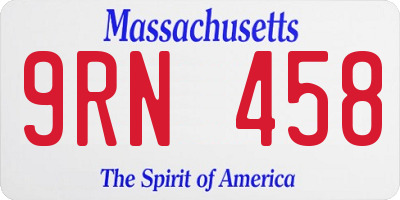 MA license plate 9RN458