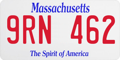 MA license plate 9RN462