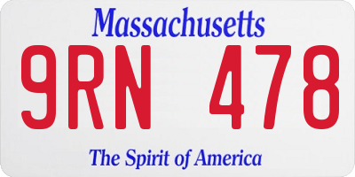 MA license plate 9RN478