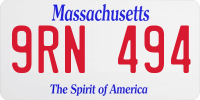 MA license plate 9RN494