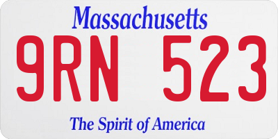 MA license plate 9RN523