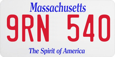 MA license plate 9RN540
