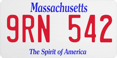 MA license plate 9RN542