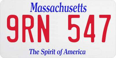 MA license plate 9RN547