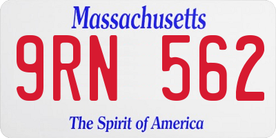 MA license plate 9RN562