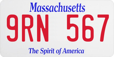 MA license plate 9RN567