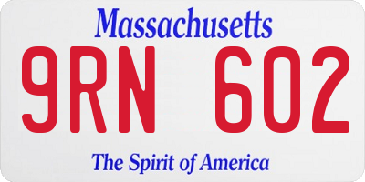 MA license plate 9RN602