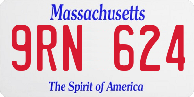 MA license plate 9RN624