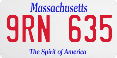 MA license plate 9RN635