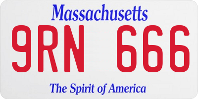 MA license plate 9RN666