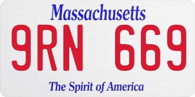 MA license plate 9RN669