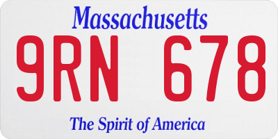 MA license plate 9RN678
