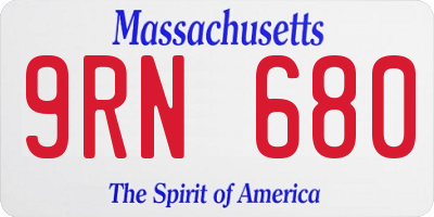 MA license plate 9RN680