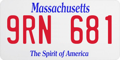 MA license plate 9RN681