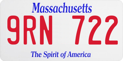 MA license plate 9RN722