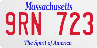 MA license plate 9RN723
