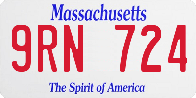 MA license plate 9RN724