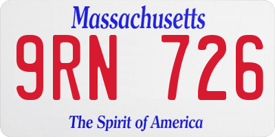 MA license plate 9RN726