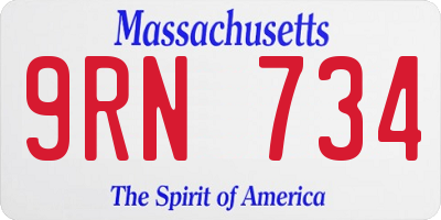 MA license plate 9RN734