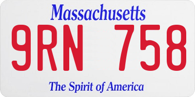 MA license plate 9RN758