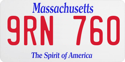 MA license plate 9RN760