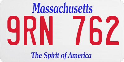 MA license plate 9RN762