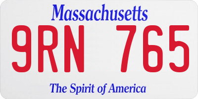MA license plate 9RN765