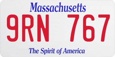 MA license plate 9RN767