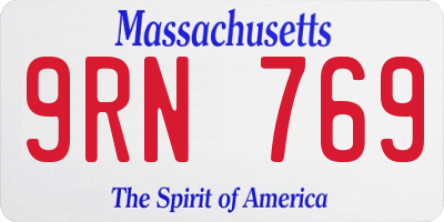 MA license plate 9RN769