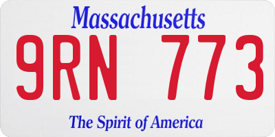 MA license plate 9RN773