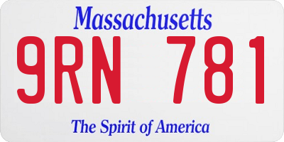 MA license plate 9RN781