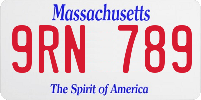 MA license plate 9RN789