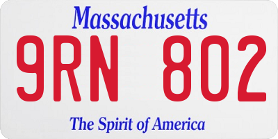 MA license plate 9RN802