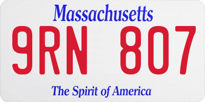 MA license plate 9RN807