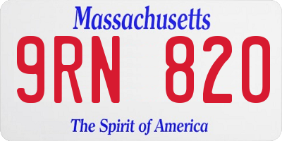 MA license plate 9RN820